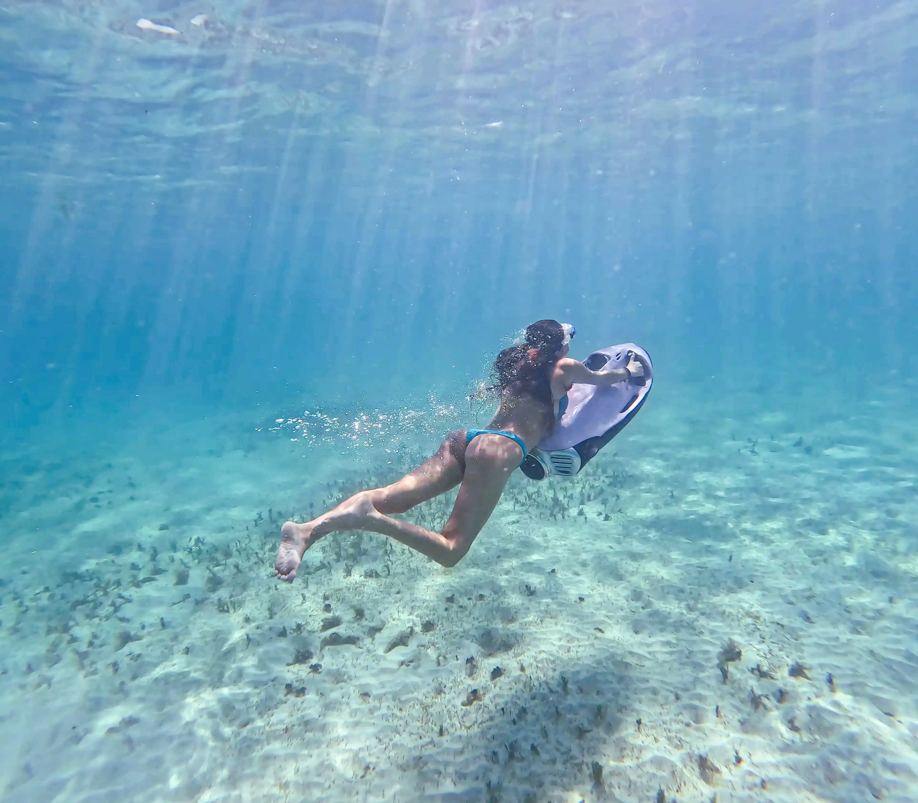 Seabob with girl under water in St barts